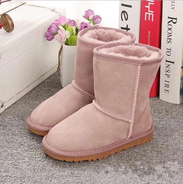 Deep pink SHUNYAO/новые детские ботинки; австралийские Водонепроницаемые зимние ботинки для девочек и мальчиков; детские зимние ботинки; меховые теплые ботинки для детей; размеры 21-35 - Цвет: Deep pink