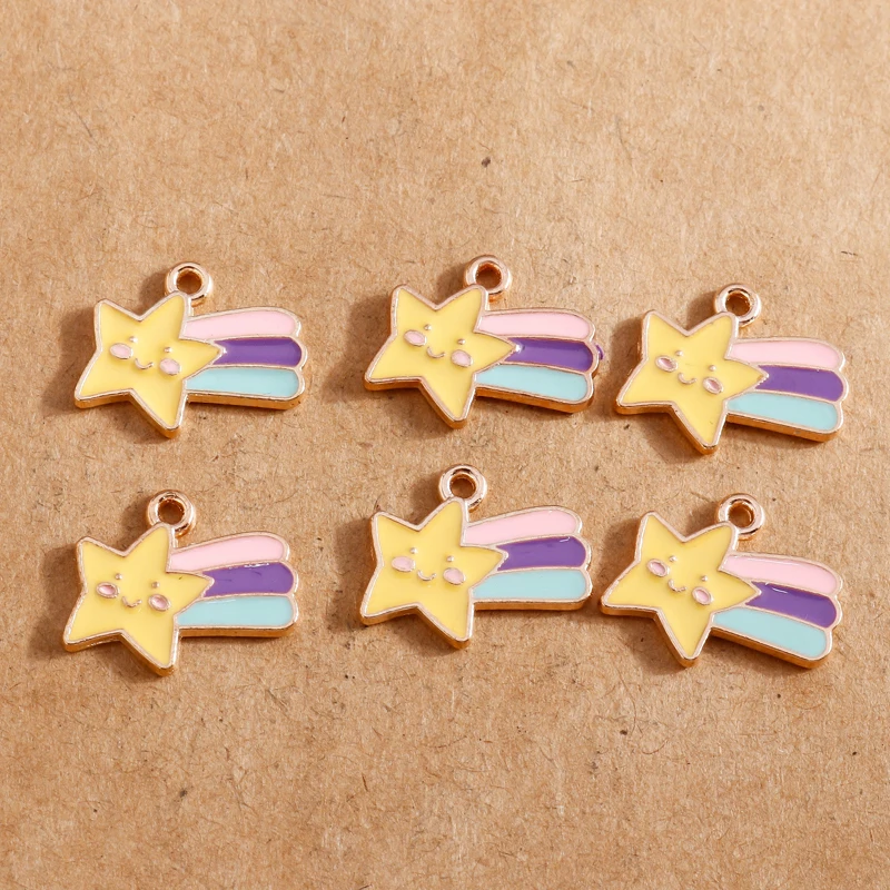 

10pcs 14*18mm Enamel Streamer Starfish Star Charms for Jewelry Making Earring Pendant for DIY Bracelets Necklaces