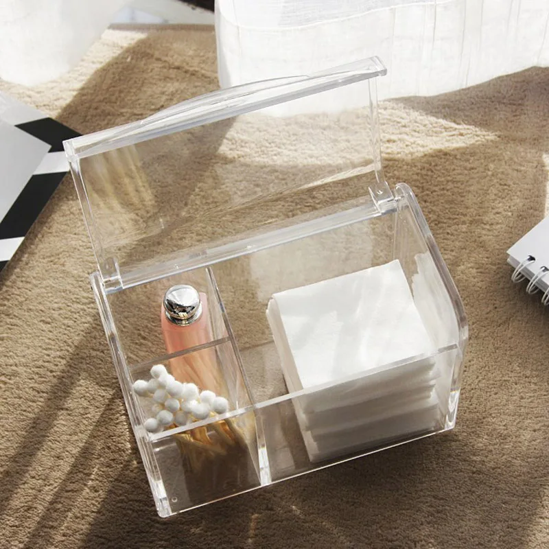 1/2/3 сетки негабаритных Макияж Контейнер для хранения ватных палочек прозрачный