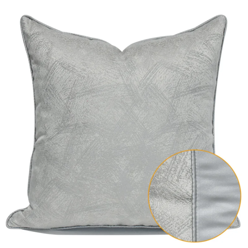 

Simple Modern Light Luxury Cushion Cover Gray Abstract Striped Jacquard Decorative Pillows Hotel Model Room Sofa Bed Pillowcase
