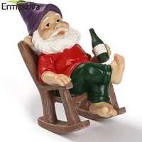 ermakova drinking garden gnome sitting in a rocking chair funny garden dwarf statue suitable for lawn decorations figurines