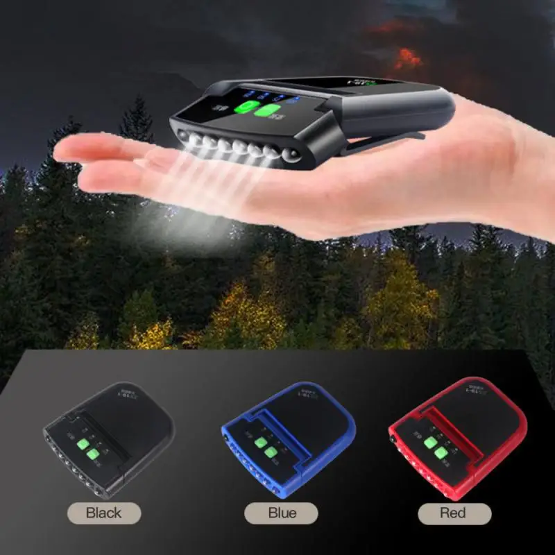 

6LED Outdoor Bright USB Rechargeable Clip On Hat Sensor Rotatable Head Lamp Built-in Battery 3colors Dropshipping Wholesale