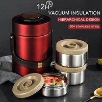 portable outdoor large capacity 304 stainless steel vacuum insulation bento lunch box leak proof food container food thermos