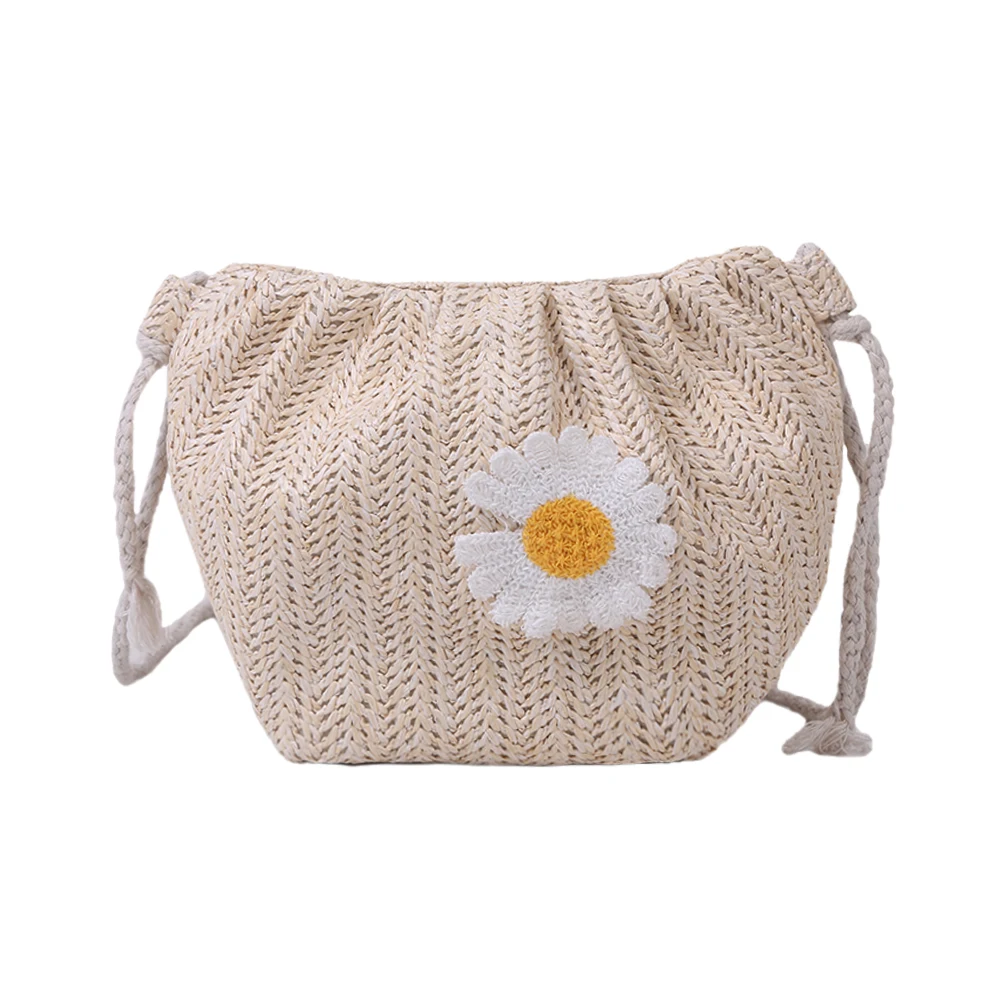 

Creative Design Straw Women Shoulder Bag Classic Texture Chic Daisy Flower Pleated Summer Woven Crossbody Money Pouch
