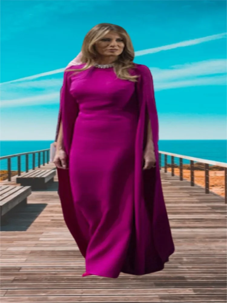 Long Sleeve  Evening Dresses Saudi Arabia Elegant Respectful' Tour Outfits Floor Length Formal Gowns with Wrap