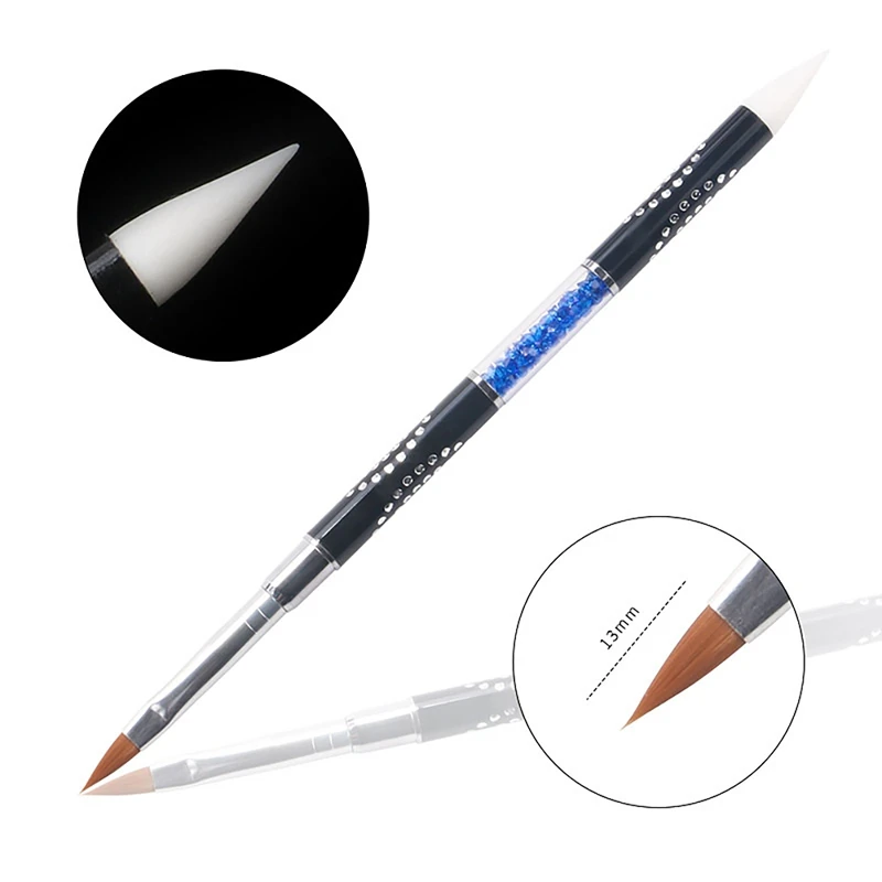 

6PCS Crystal Acrylic Nail Art Brush Gel Carving Pen Brush Liquid Powder DIY Nail Drawing Liquid Glitter Handle