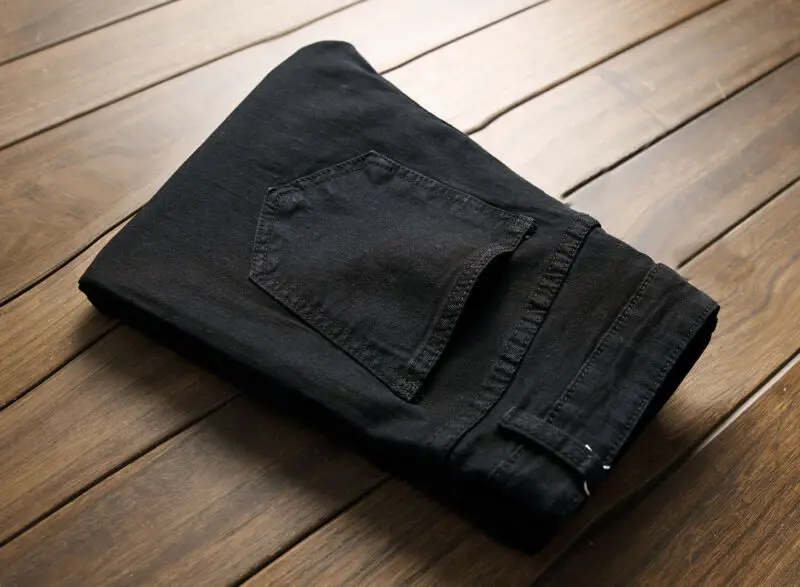 

Ripped Skinny Biker Jeans Men's Stretchy Elastic Waist Harem Pants Male Jogger Clothes Destroyed Slim Fit Denim Pants