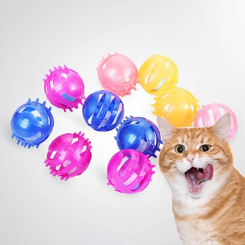 

2pcs Cat Ball Toy Pet Funny Hollow Out Plastic Cat Toys With Bell Kitten Interactive Toy Pet Chew Ball Toy Cat Accessories