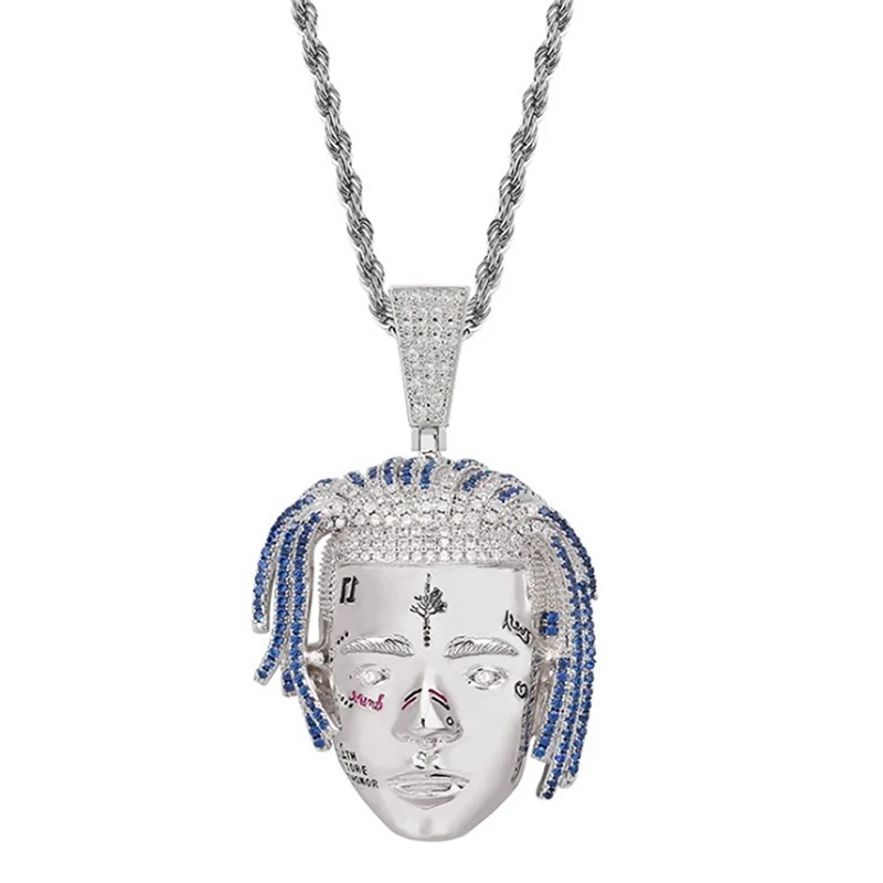 

New Hot Hip Hop Style Rapper XXXTentacion Necklace Hiphop Iced Out Crystal Pendant Necklace Twist Chain Charm Jewelry Gifts