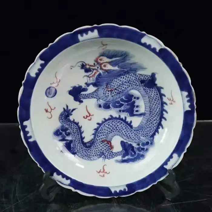Коллекция китайских синих и белых глазури красный дракон кружева