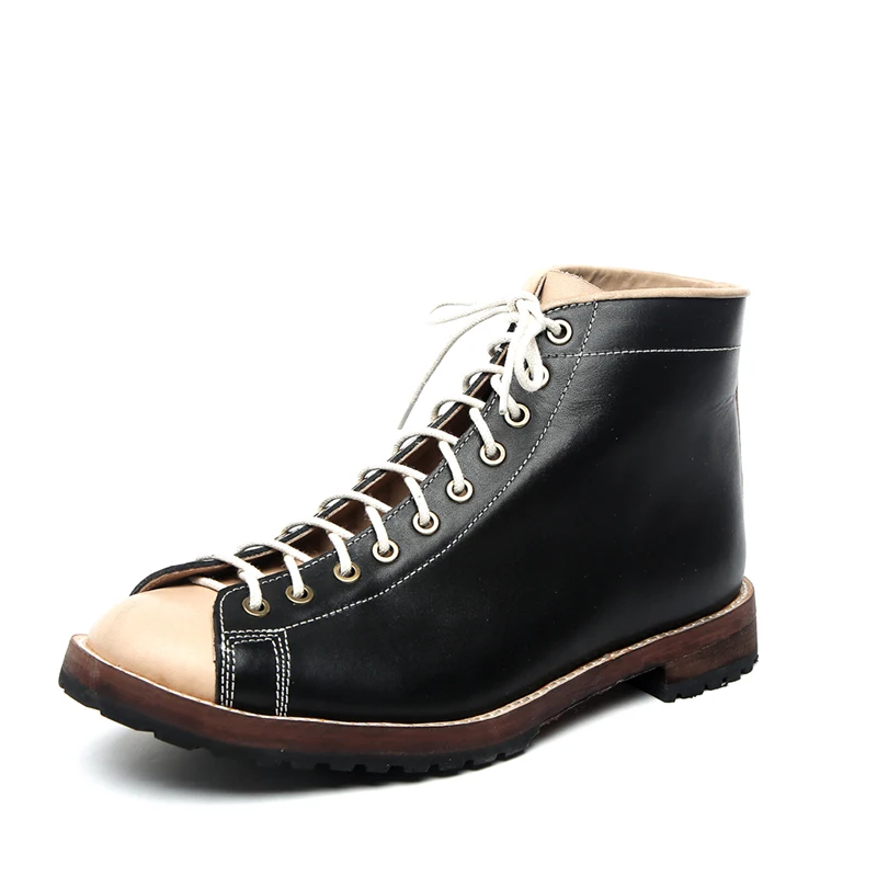 

England Style Genuine Leather Round Toe Lace Up Boots Mens High-Top Vintage Cowhide Outdoor Rubber Sole Business Ankle Boot