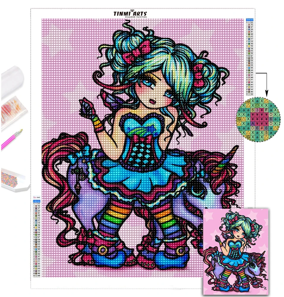 

5D DIY Diamond Paintings Full Round AB Cartoon Gril Flower Mosaic Landscape Kits Embroidery Stickers Decoration Home