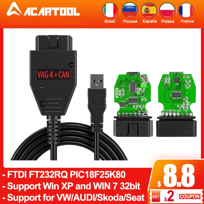 Диагностический сканер OBD2 для VAG K CAN Commander 1 4 FTDI FT232RQ PIC18F25K80 Vw Golf/bor Jetta Vag K-Line |