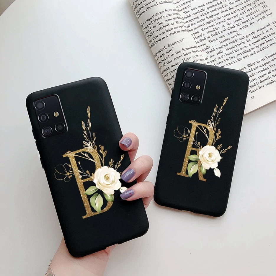 Фото Чехол-накладка для Samsung Galaxy A71, A51, A715F, A515F, A 71, 51, силиконовый, ТПУ, с милыми буквами №3
