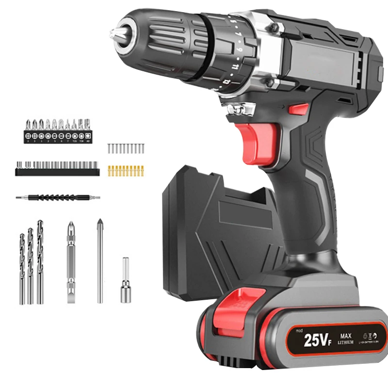 

12V 16.8V 25V Cordless drill Pure copper motor electric drill Two-speed adjustment stepless variable speed Power tool