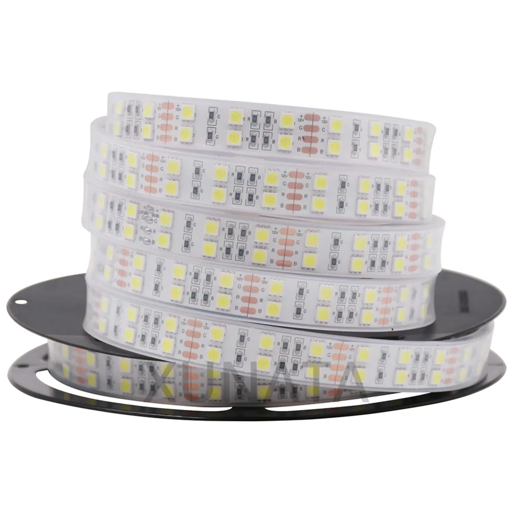 Одежда высшего качества! 5 м DC 12 в 600Led 120led/м водонепроницаемый SMD 5050 RGB теплый белый светодиодный двухрядный гибкий ленточный светильник