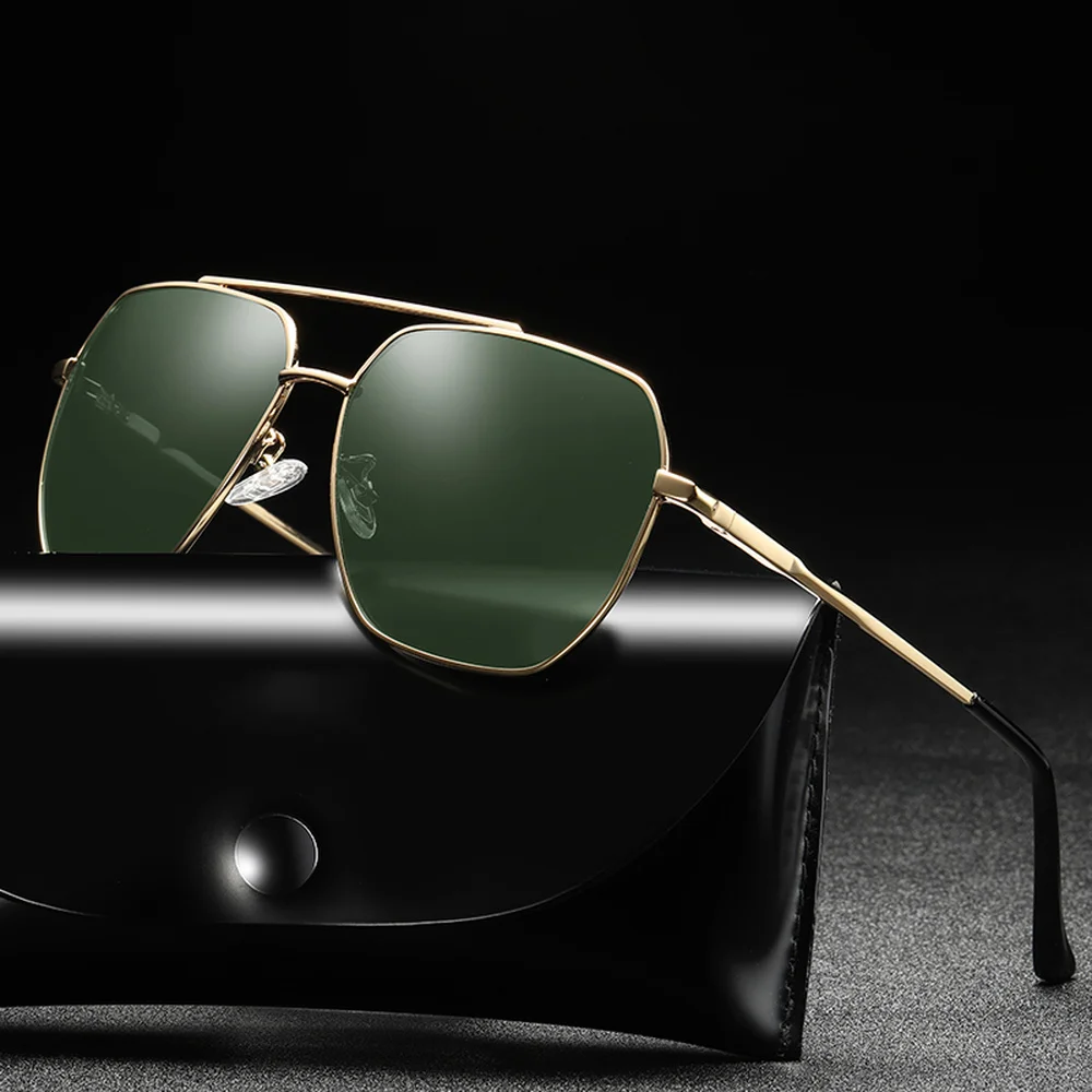 

Aviation Metal Frame Quality Oversized Spring Leg Alloy Men Sunglasses Polarized Brand Designer Pilot Male Sun Glasses Driving