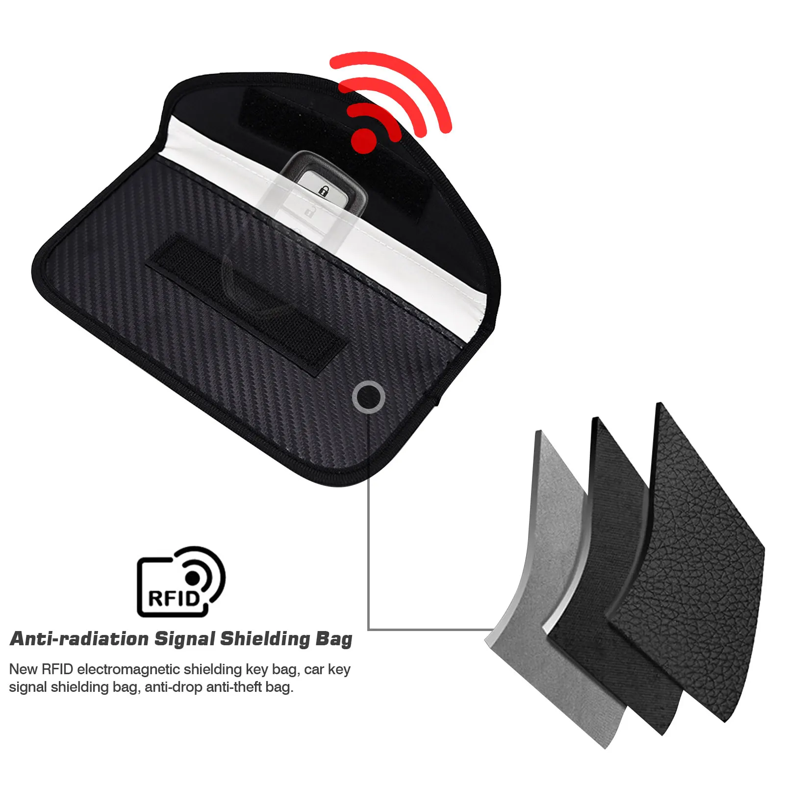 

Чехол для автомобильного ключа-блокиратора, клетка Faraday, чехол-брелок без ключа, Сумка с блокировкой радиочастотной идентификации, аксессуа...