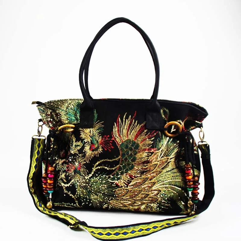 Vintage Embroidery Women Canvas HandBag National Characteristics Single Messenger Bag Fashion Leisure Bag Crossbody Tote Handbag