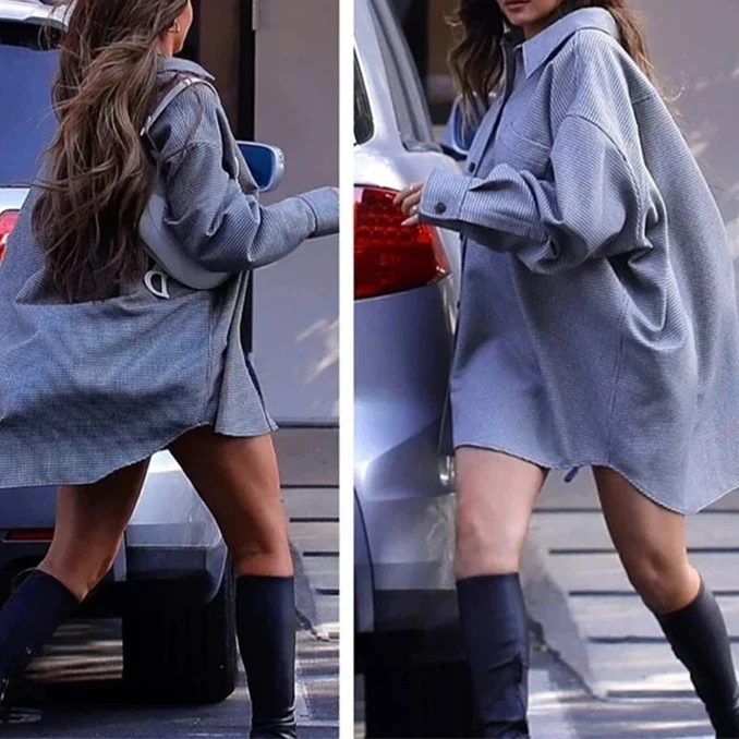 

Vintage shirt fall long sleeve top women 2020 oversized shirt casual houndstooth blouse korean style button up shirt thick