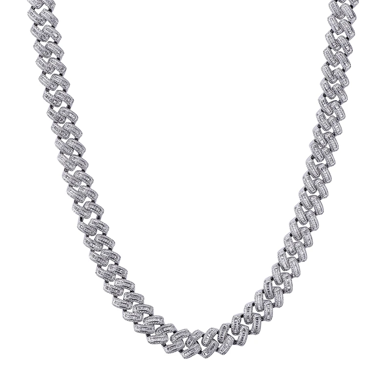 

Hip Hop 15MM Bling Iced Out AAA CZ Square Zircon Cuban Link Chain Necklace For Men's Copper Necklaces For Men Jewelry