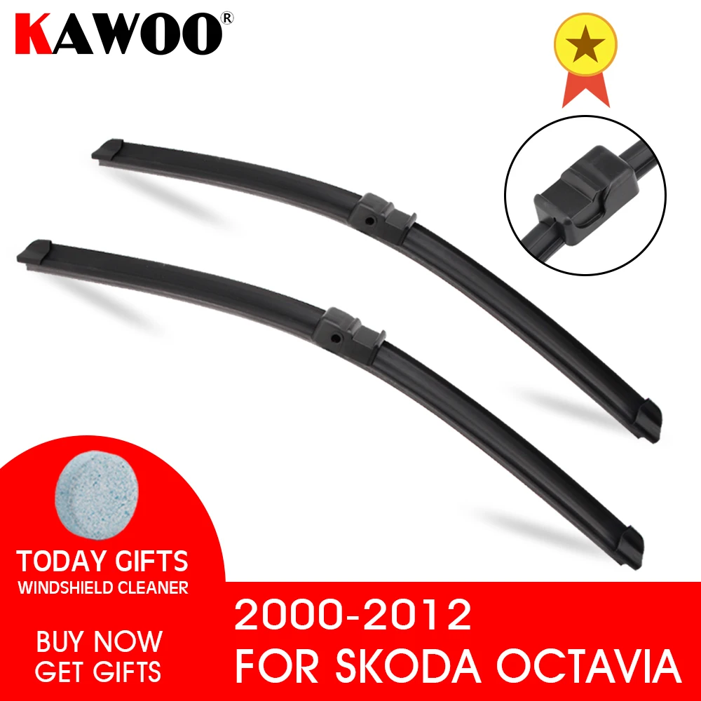 

KAWOO Windcreen Car Wiper Blades for Skoda Octavia MK1 MK2 MK3 Model Year 2000 to 2017 Fit Push Button/Side Pin/U Hook Arms
