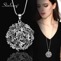 sinleery unique design black rose flower ball pendant long necklace chain female vintage jewelry accessories zd1 ssi