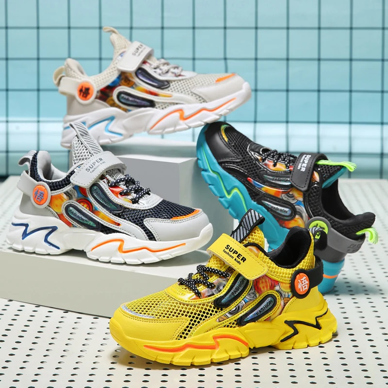 

Sneakers Children Casual Shoes For Girls and Boys Summer Autumn PU Mesh Lightweight Big Kids Shoes Size 28-39#6-15Years AM3306