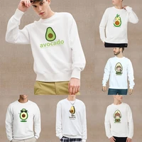 sweatshirt spring autumn korean preppy avocado printing o neck shirt pullover sweatshirts men loose long sleeve tops streetwear