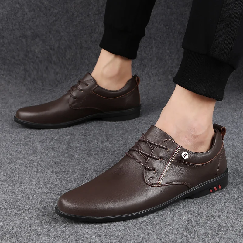 Мужские повседневные туфли на плоской подошве из натуральной кожи модные