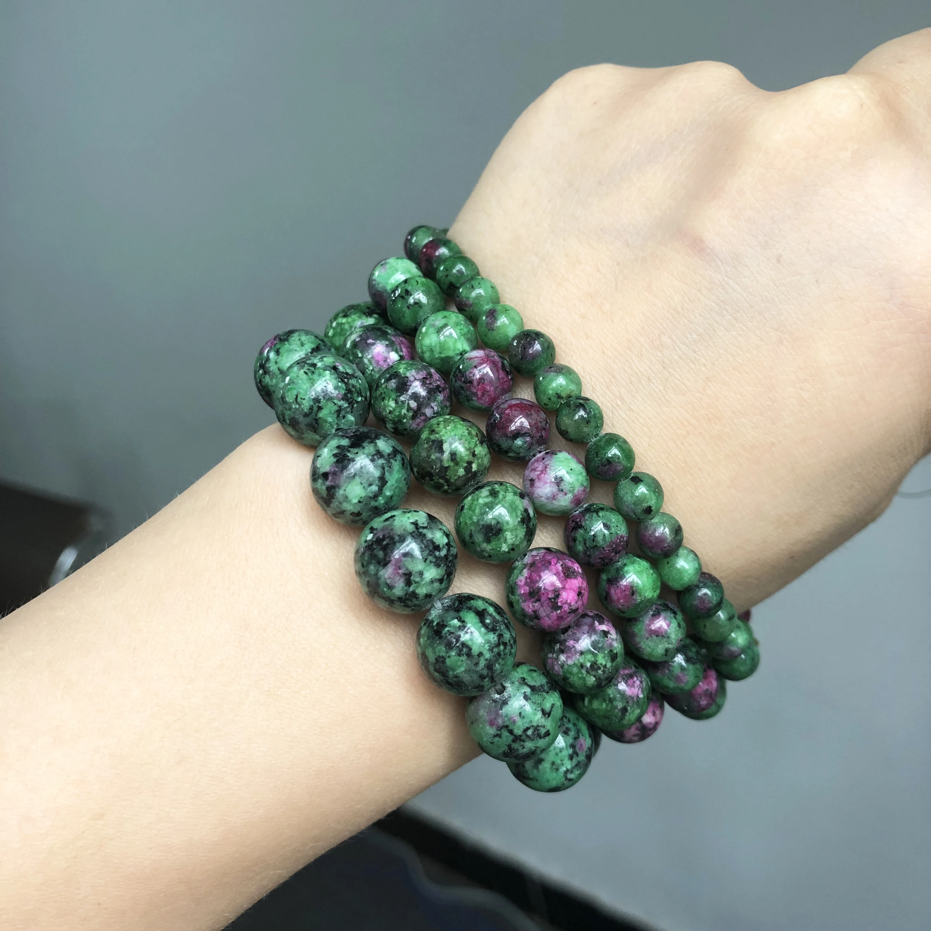 AAA+ Epidote Zoisite Tourmaline Dye Color Stone Beads Round Loose Spacer For Jewelry Making DIY Bracelet 6/8/10/12 mm 15&quot | Украшения и