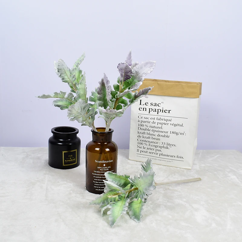 

3 шт., имитация листьев овцы, зеленое растение, серебряный лист, хризантема, украшение для дома, балкона, сада, свадебное украшение