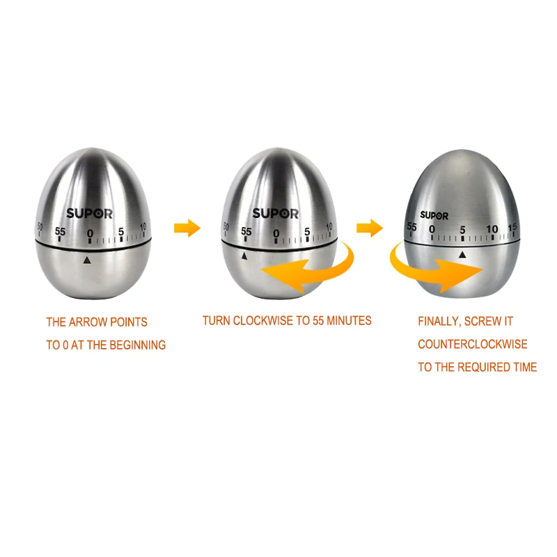 

Cooking Timer Tools Kitchen Timer Stainless Steel Egg 60 Minutes Mechanical Alarm Time Clock Counting