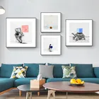 Животные эскиз медведь Пингвин черепаха холст живопись линия настенные художественные принты плакат картина для современного дома Гостиная Декор