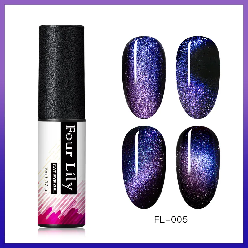 FOUR LILY 9D Galaxy Гель-лак для ногтей с эффектом «кошачий глаз» Лак 5 мл глаз хамелеона кота магнитный лак стойкий Сияющий УФ светодиодный лак для ногтей - Цвет: CS07696