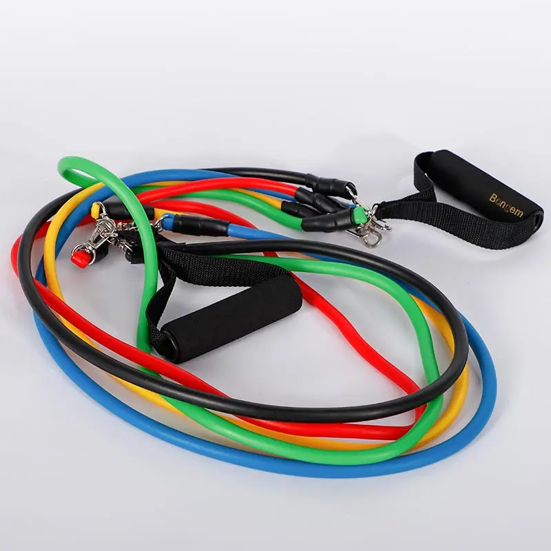 11 Pcs Latex Resistance Bands Training Exercise Yoga Tubes Pull Rope Rubber Expander Elastic Muscle Stretch Fitness With Bag | Спорт и