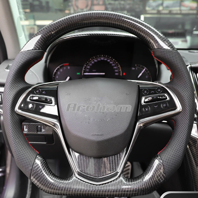 

Carbon Fiber Leather steering wheel For Cadillac ATSL CT5 XT5 XT4 CT6 XT6 CT4 CTS SRX Escalade 2010 2013 2015 2017 2018 2020