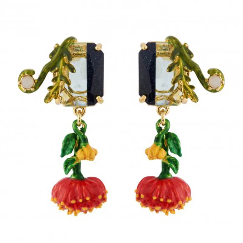 

silver needle crystal flower sen is temperament literary fairy earrings with pure and fresh and fashion simple earrings