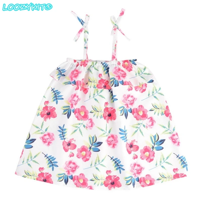 

Baby's Dress Summer Strap Ruffled Flower Print Dress