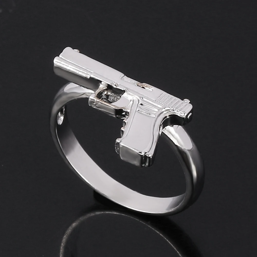 Прямая поставка Крутое мужское кольцо в форме пистолета сплав хип-хоп панк