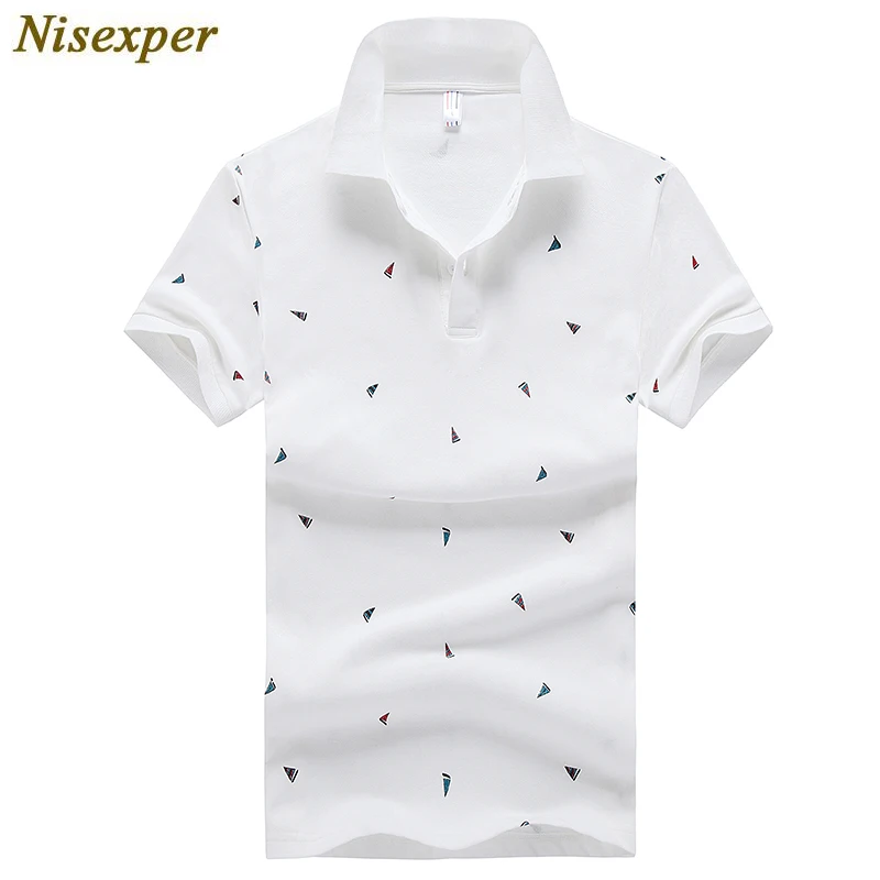 Новинка 2019 модная мужская рубашка поло с принтом парусника деловая повседневная