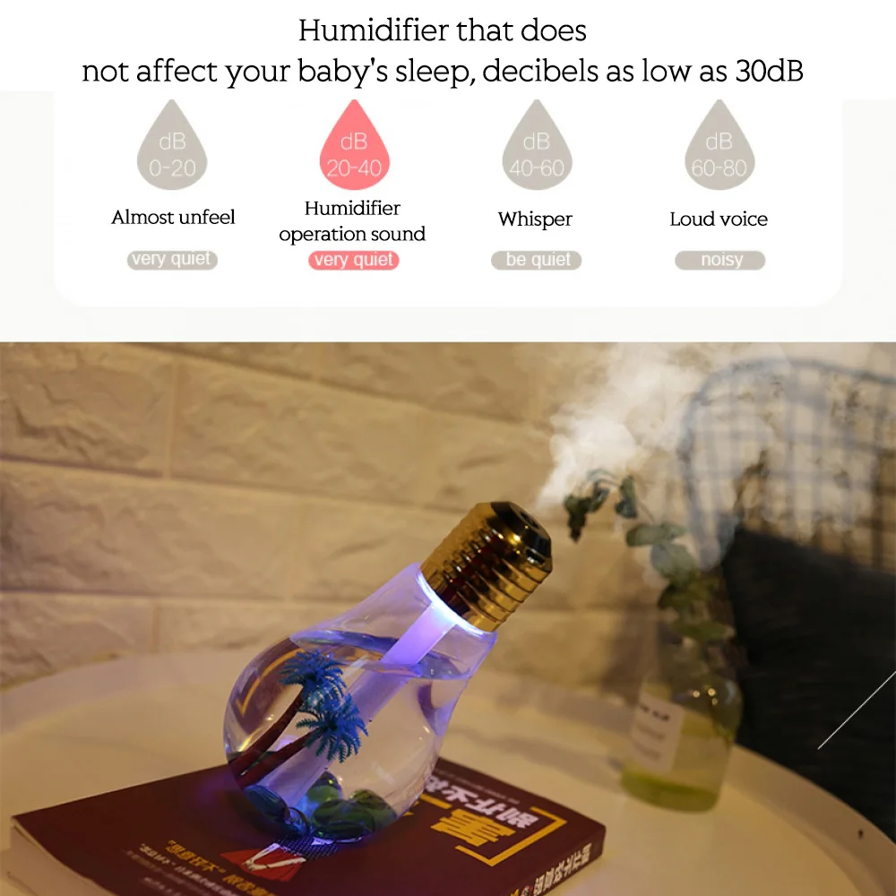 Светодиодный ультразвуковой увлажнитель воздуха 7 цветов 400 мл распылитель