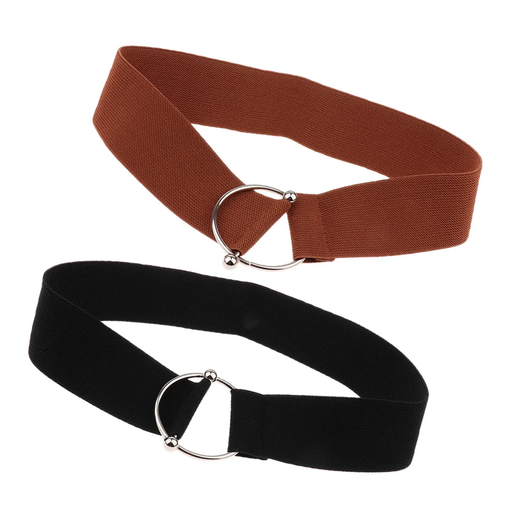 

Prettyia Elegant Leaf Buckle Stretch Waist Dress Belt Wide Waistband Ladies