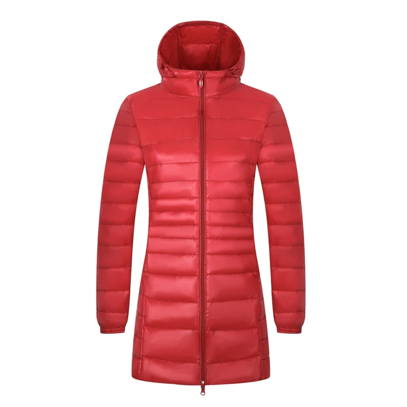 Women Winter Hooded Down Jacket UltraLight White Duck Jackets Casual Thin Coat Lady Warm Long Parkas Female Plus Size S-7XL | Женская
