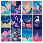 Алмазная 5D мозаика сделай сам, картина с морскими животными, китами, цветная иллюстрация, вышивка крестиком, домашний декор, подарок