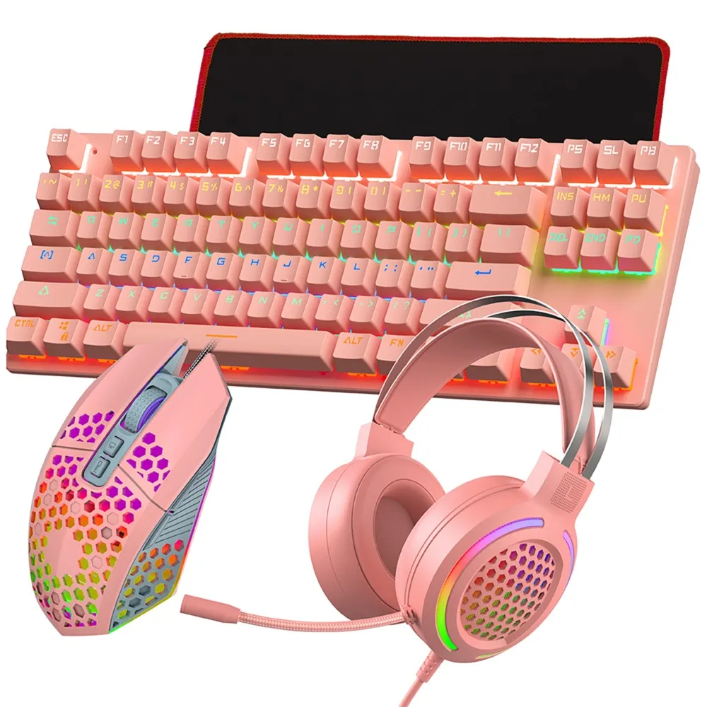 

5 In 1 New Mechanical Gaming Keyboard Mouse Headset Speaker Mouse Pad Combination USB Wired Suitable For Laptop Ggamers