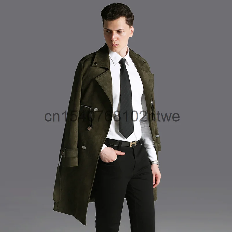 

Ветровка мужская из оленьей кожи, длинное замшевое пальто, весна-осень, 1115