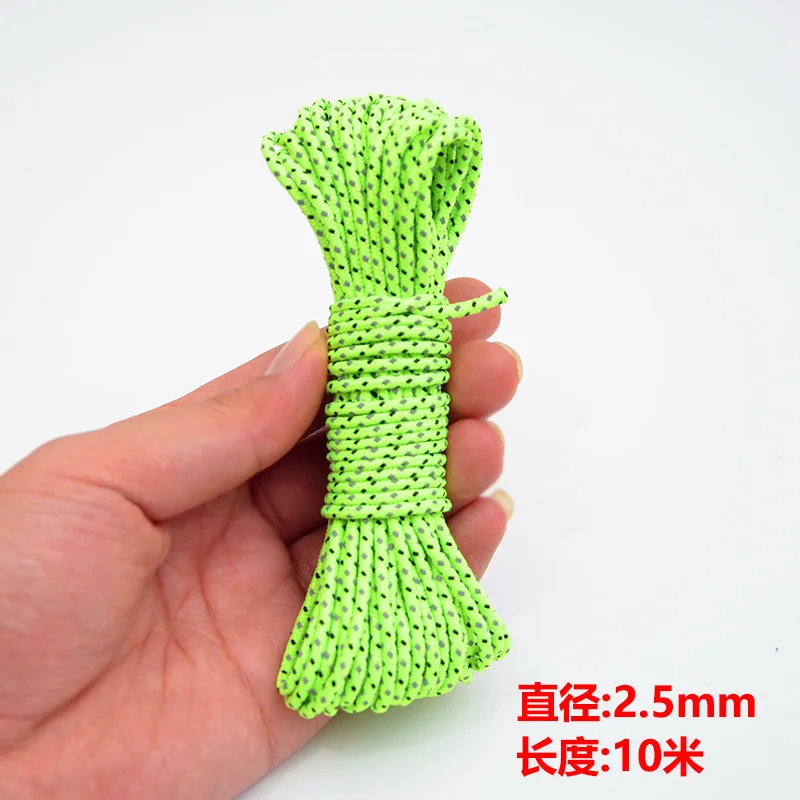 

Outdoor reflective rope tent umbrella rope fixed rope fishing gear belt 1 strand camping tent inner rope,10m 2.5mm diameter