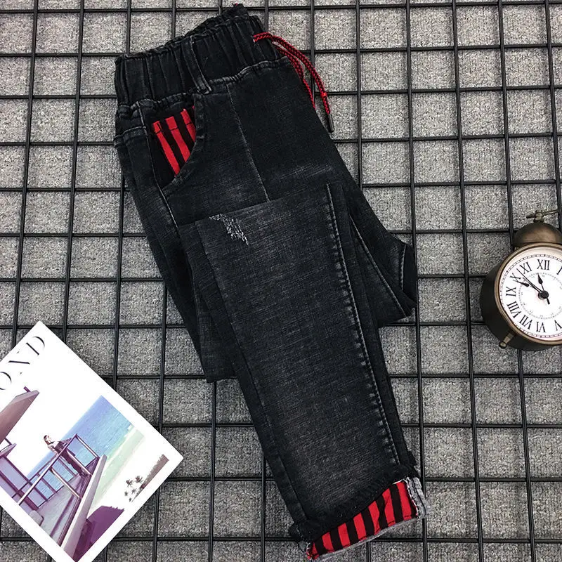 

Autumn Plus size jeans women high waist black jeans women clothing skinny laies denim jeans pants Elastic Harlan mom jeans