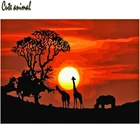 Жираф закат пейзажи Африки 5d алмазная картина полная дрель круглый квадратный украшение дома diy Алмазная вышивка Мозаика Декор